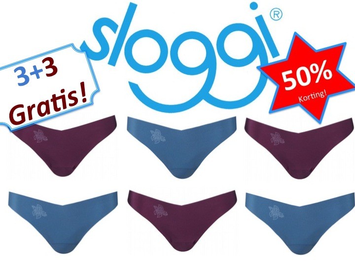 Een Dag Actie - 6X Sloggi Light String Blue/aubergine