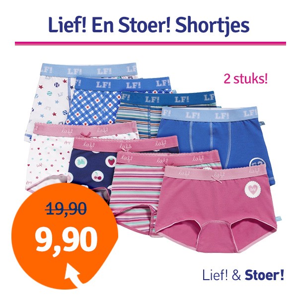 Een Dag Actie - Dagaanbieding Lief! En Stoer! Shortjes Outlet 2 Stuks