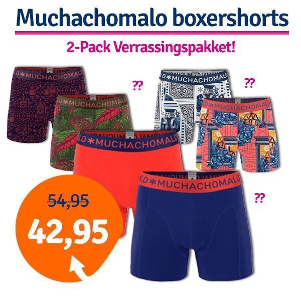 Een Dag Actie - Dagaanbieding Muchachomalo Boxershorts Verrassingspakket 2-Pack