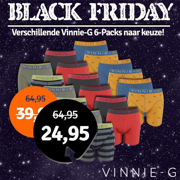 Een Dag Actie - Dagaanbieding Vinnie-G Boxershorts 6-Pack - Alle Modellen!