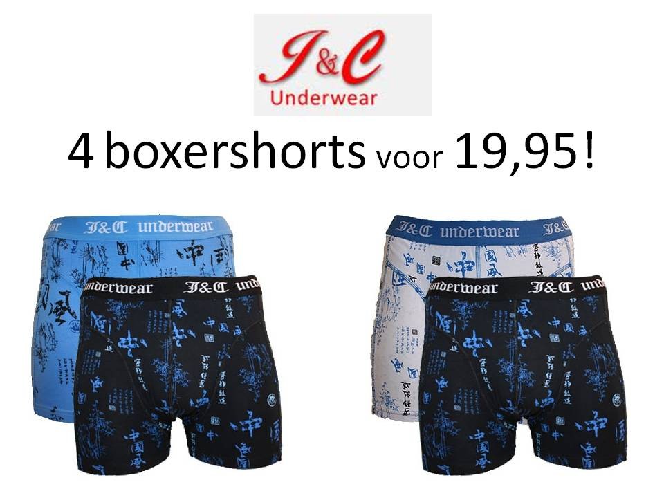 Een Dag Actie - Jc Royal 193 Zwart-blauw-wit Boxershorts 4 Stuks Verpakking