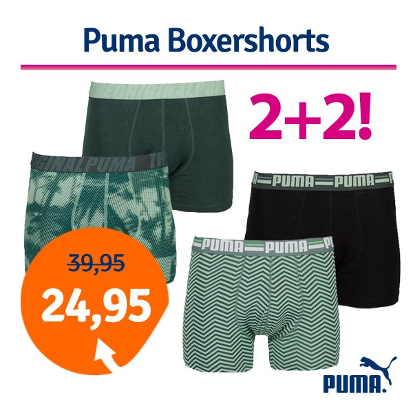 Een Dag Actie - Puma Boxershorts 4-Pack Green Gables/silver Pine