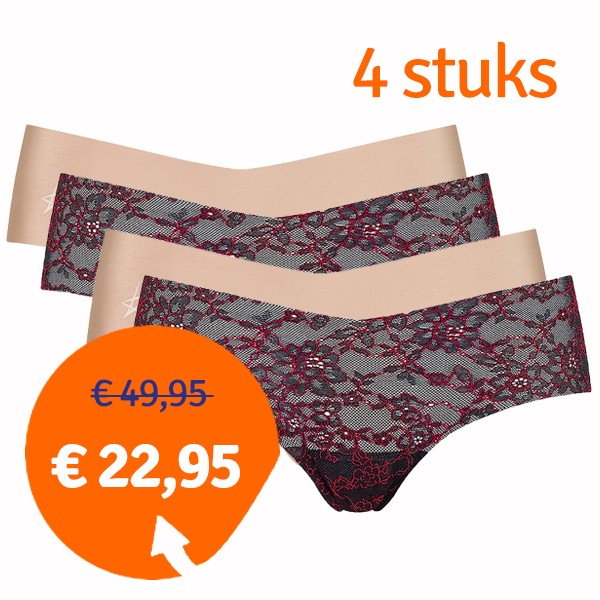 Een Dag Actie - Sloggi Kylie Minogue Dames Hipster 4 Stuks