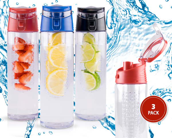 1 Day Fly Lady - 3-​Pack Fruit Infuser Waterflessen Met Handige Drinktuit