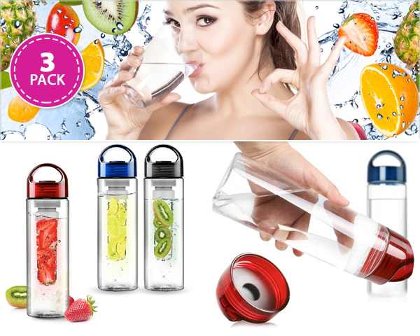 1 Day Fly Lady - 3-​Pack Fruit Infuser Waterflessen