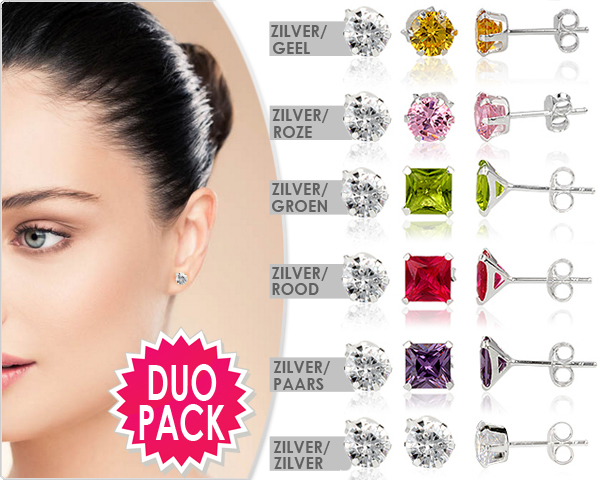 1 Day Fly Lady - Dubbel Setje Cubic Zirkonia Oorstekers