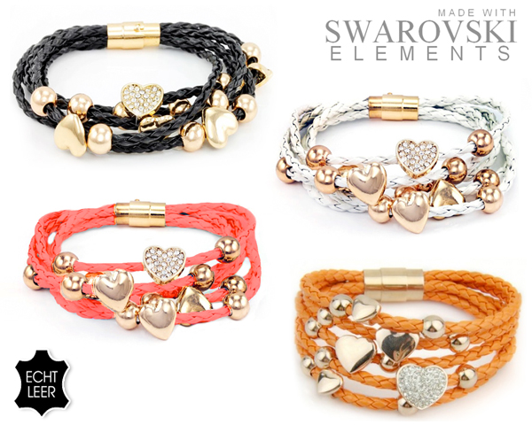 1 Day Fly Lady - Echt Leren Armbandjes Met Swarovski Elements