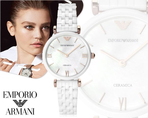 1 Day Fly Lady - Exclusief Armani Ceramica Dameshorloge