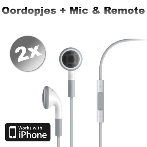 1masterdeal - 2X Headset Voor Iphone Met Mic+remote