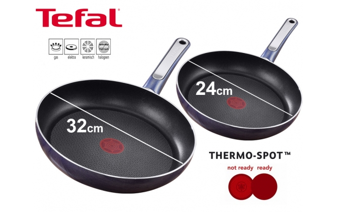 Click to Buy - 2x Tefal Koekenpan 24cm + 32cm