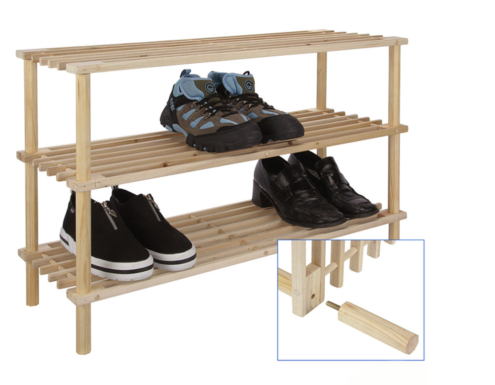 Click to Buy - 3-laags Houten Schoenenrek