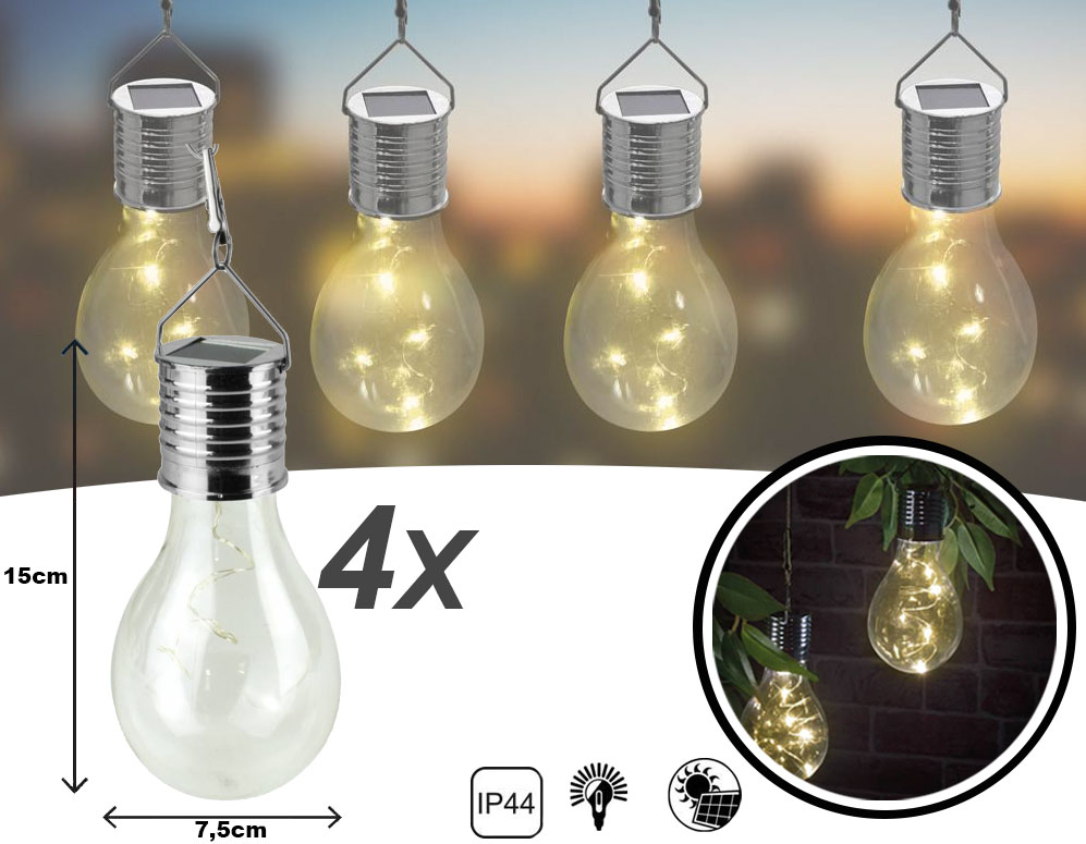 Click to Buy - 4 Sfeervolle Solar LED Gloeilampen