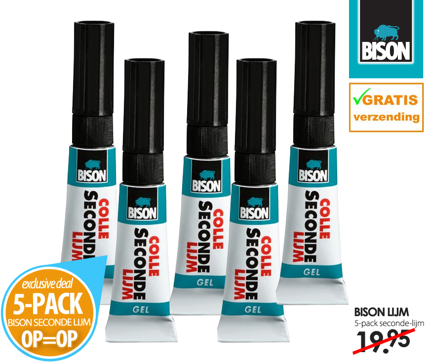 Click to Buy - 5-Pack Bison Seconde Lijm (OP=OP)