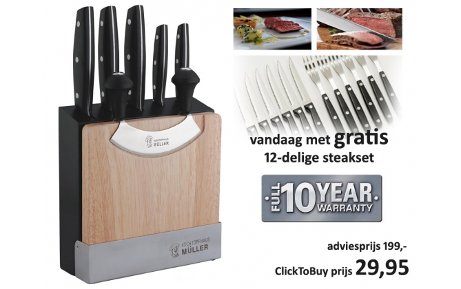 Click to Buy - 8-delige messenset Muller Cuisine (+Gratis Steakset)