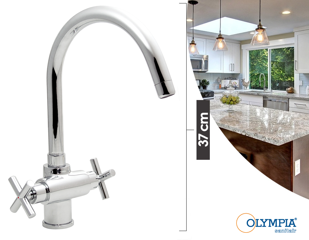 Click to Buy - Olympia Duo Keukenkraan Chrome