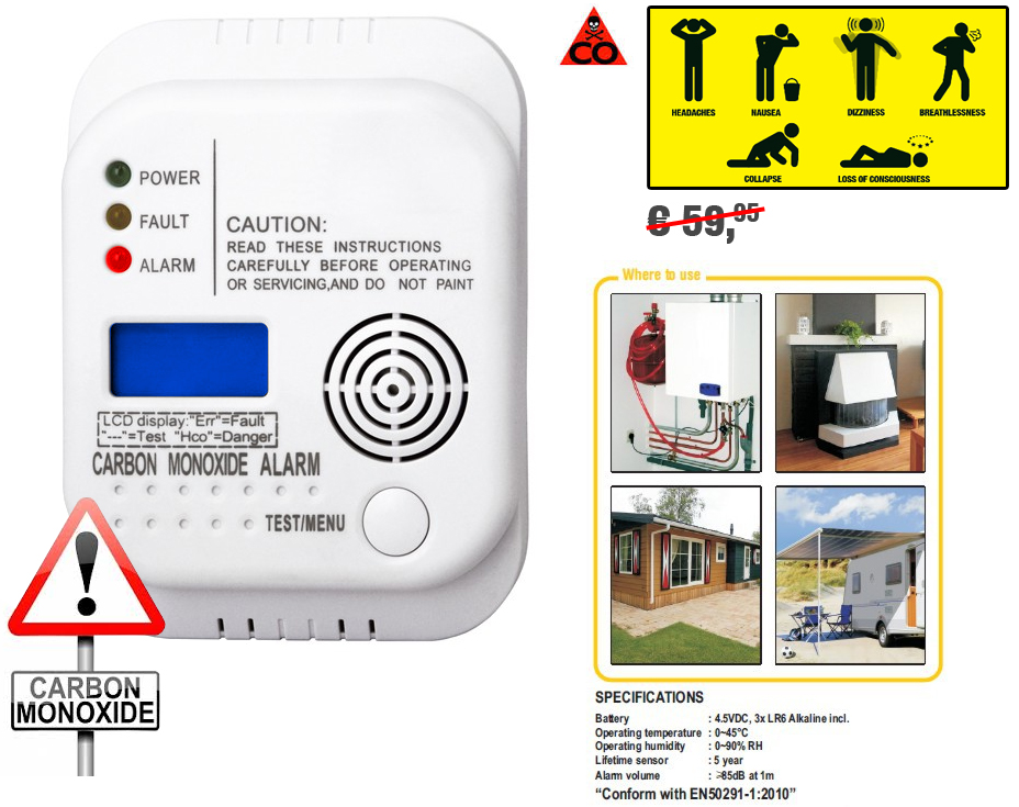 Click to Buy - Smartwares Koolmonoxide Melder 85dB Alarm