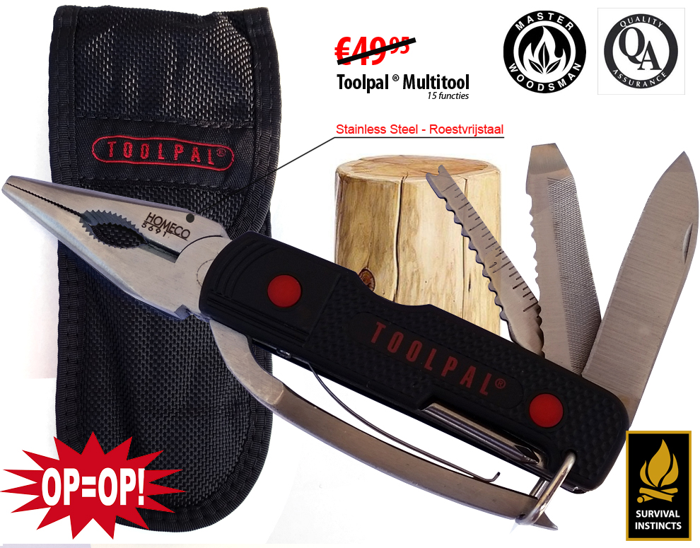 Click to Buy - Toolpal Multitool / Zakmes met 15 Functies