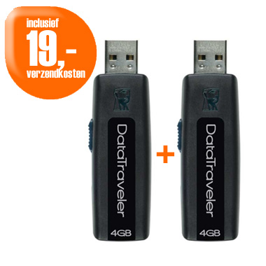 Dagactie - Kingston Datatraveler 100, 4Gb Duopack