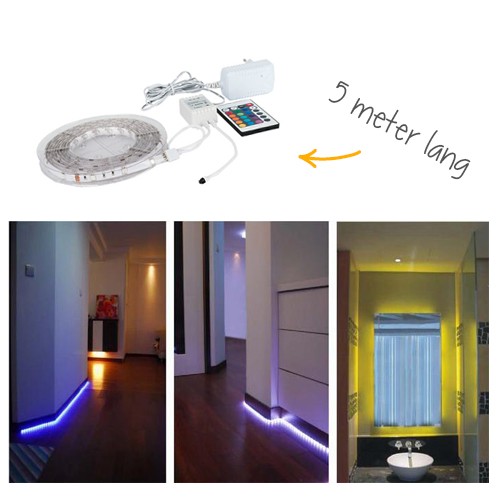 Day Dealers - 5 meter LED strip: RGB, complete set met afstandsbediening, waterdicht, 300 LED s!