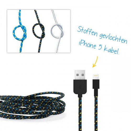 Deal Chimp - iPhone 5/ 5S/ 5C stoffen kabels - 2 meter lang!