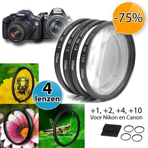 Deal Digger - Close Up Filter Set Van 4 Lenzen Voor 52/58Mm Voor Canon Of Nikon