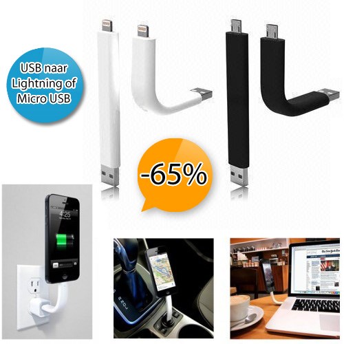Deal Digger - Sterke Flexibele Usb Kabel (Micro Of Lightning)