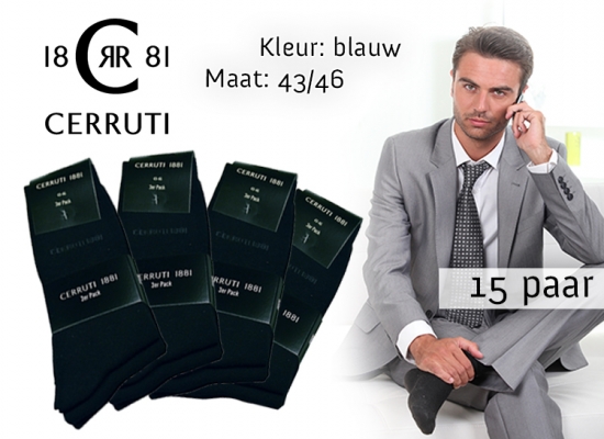 Deal Donkey - 15 Paar Blauwe Cerruti Sokken (Maat 43/46)