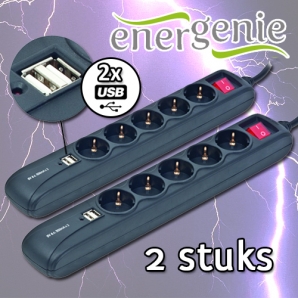 Deal Donkey - 2X Energenie Stekkerdoos Met 2 Usb Poorten En Overspanningsbeveilging