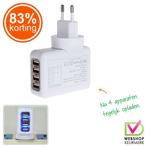 Gave Aktie - 4 poort USB reislader