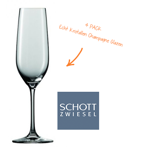 Gave Aktie - 4 Schott Zwiesel Kristallen Champangne Glazen