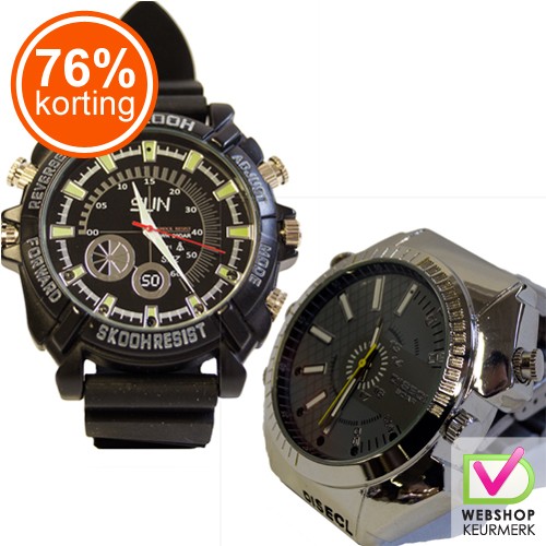 Gave Aktie - HD spy horloge met spycam