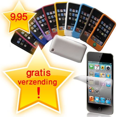 Gave Aktie - Siliconen beschermhoes voor iPod Touch 4 met schermfolie