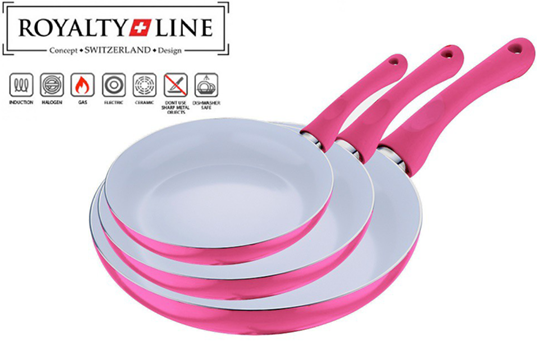 Group Actie - Royalty Line 3 Delige Keramische Pannenset Roze