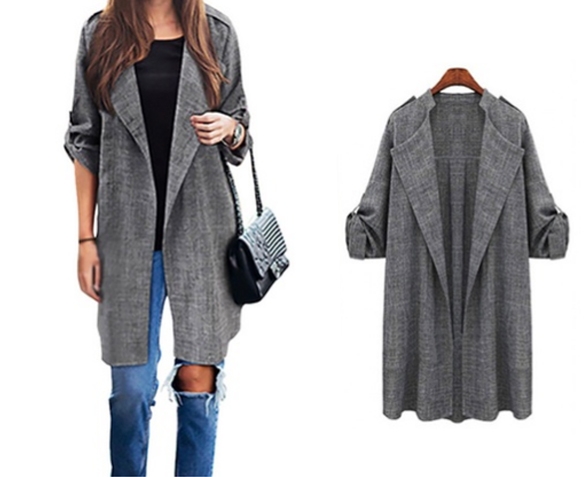 Groupdeal - Grijze Dames Trenchcoat