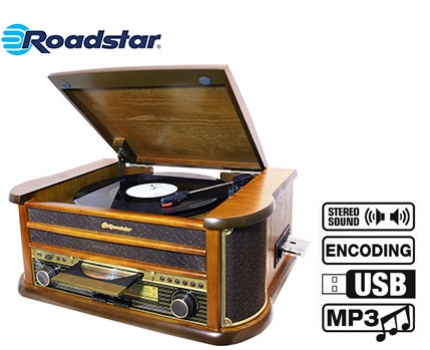 Groupdeal - Roadstar Vintage Houten Muziekcentrum met platenspeler