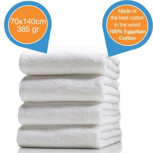 iBood - 4 stuks Luxe hotelkwaliteit Egyptisch katoenen handdoeken - Wit (70 x 140 cm) iBood - 4 stuks Luxe hotelkwaliteit Egyptisch katoenen handdoeken - Wit (70 x 140 cm)