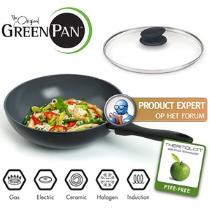 iBood - De Original Greenpan Kyoto 30 cm wok met deksel