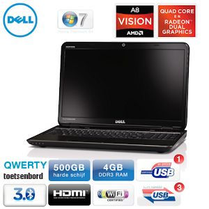 iBood - Dell 15.6 inch - QWERTY Inspiron Laptop met AMD Llano A8-3520M quadcore processor, Radeon™ Dual Graphics!