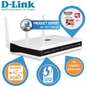 iBood - D-Link DIR-655 Gigabit N Router met drie richtbare antennes