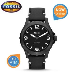 iBood Health & Beauty - Fossil herenhorloge met edelstalen kast en leren band ? Zwart (13:00-23:59)