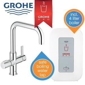 iBood Home & Living - GROHE Red Duo keukenmengkraan met dubbele functie en 4 liter boiler voor kokend heet water [U-uitloop]