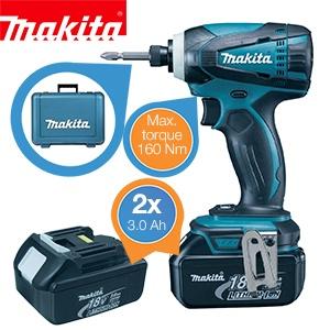 iBood Home & Living - Krachtige Makita DTD146RFE slagschroevendraaier met 2 x 3.0ah LI-Ion accu?s