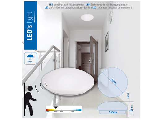 iBood Home & Living - LED plafonnière met sensor 18W Ø340 mm