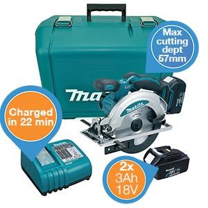 iBood Home & Living - Makita krachtige 18V Cirkelzaag 165mm + 2x 3Ah batterij