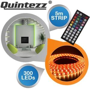 iBood Home & Living - Quintezz 5m RGB Flexkit LED strip met afstandsbediening, RGB Controller en 6A 230V adapter