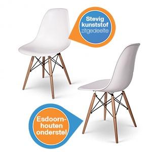 iBood Home & Living - Twee fraaie witte designstoelen met esdoornhouten onderstel - huntpauze: de hunt gaat weer verder om 07:00!