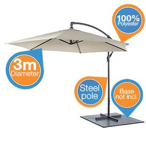 iBood Home & Living - Zwevende parasol XXL met 3m doorsnee