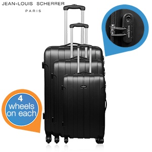 iBood - Jean Louis Scherrer driedelige hard shell trolleyset – type Jane, Zwart