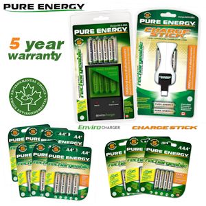 iBood - Pure Energy USB- en Enviro Batterij Oplader met30 x AA en 12 xAAA Rechargeable Battery Pack