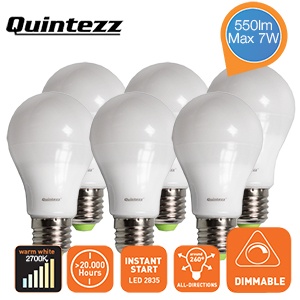 iBood - Quintezz 6-pack dimbare LED lampen – E27-fitting en 550 lumen
